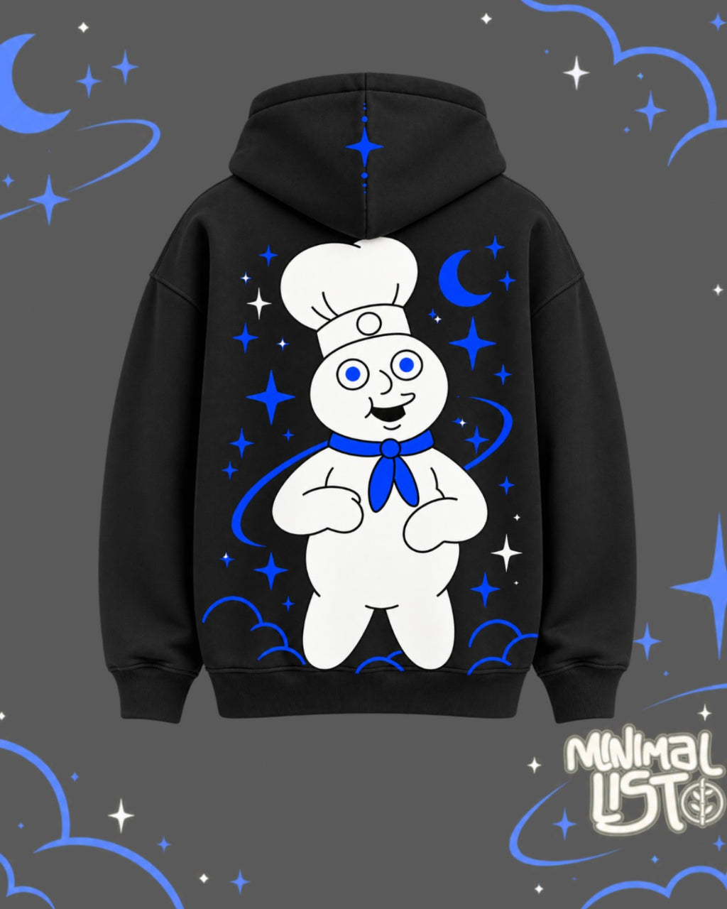 Cosmic Dough hoodie negro oversize - espalda