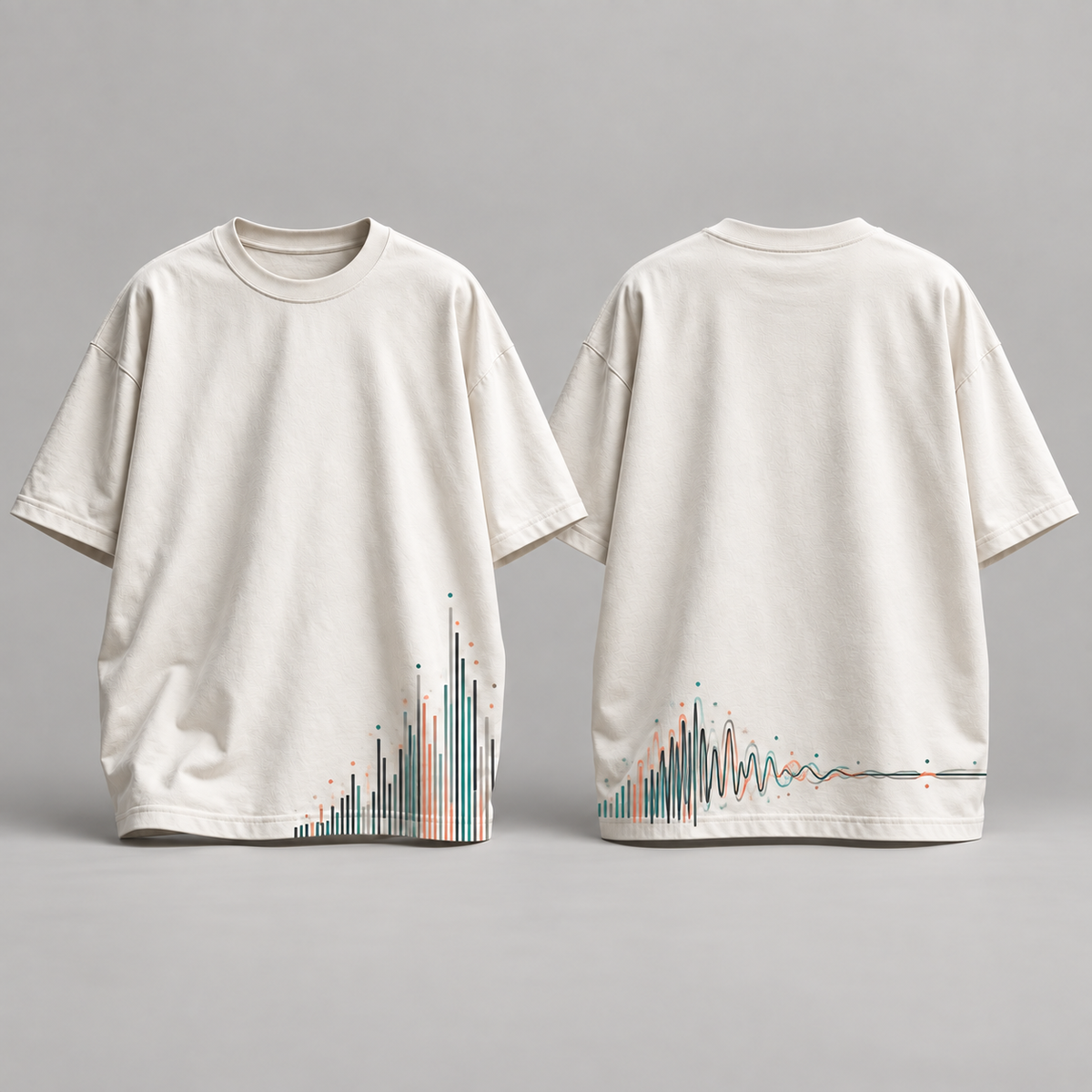 Camiseta oversize musical Equalizer Flow, frente y espalda