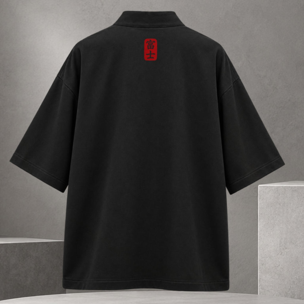 Haori JPN Fuji negro oversize - espalda