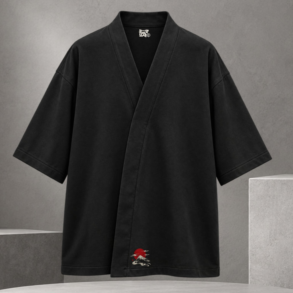 Haori JPN Fuji negro oversize - frente
