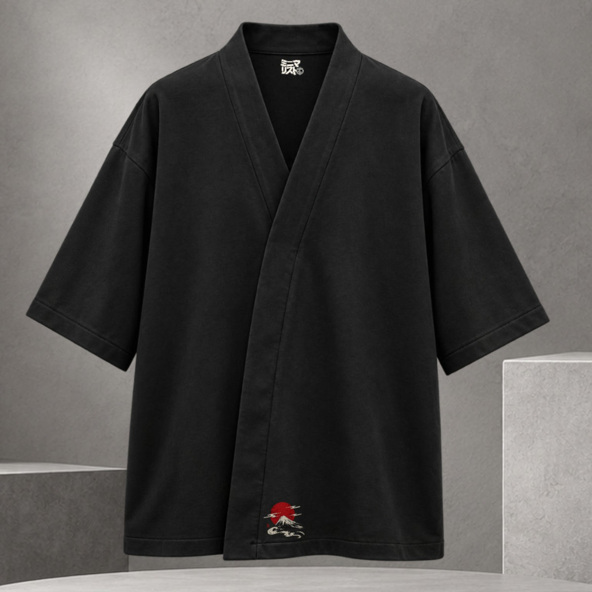 Haori JPN Fuji negro oversize - frente