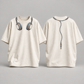Camiseta oversize musical Headphone Circuit, frente y espalda
