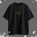 Camiseta negra HLWN con rostro de calabaza minimalista