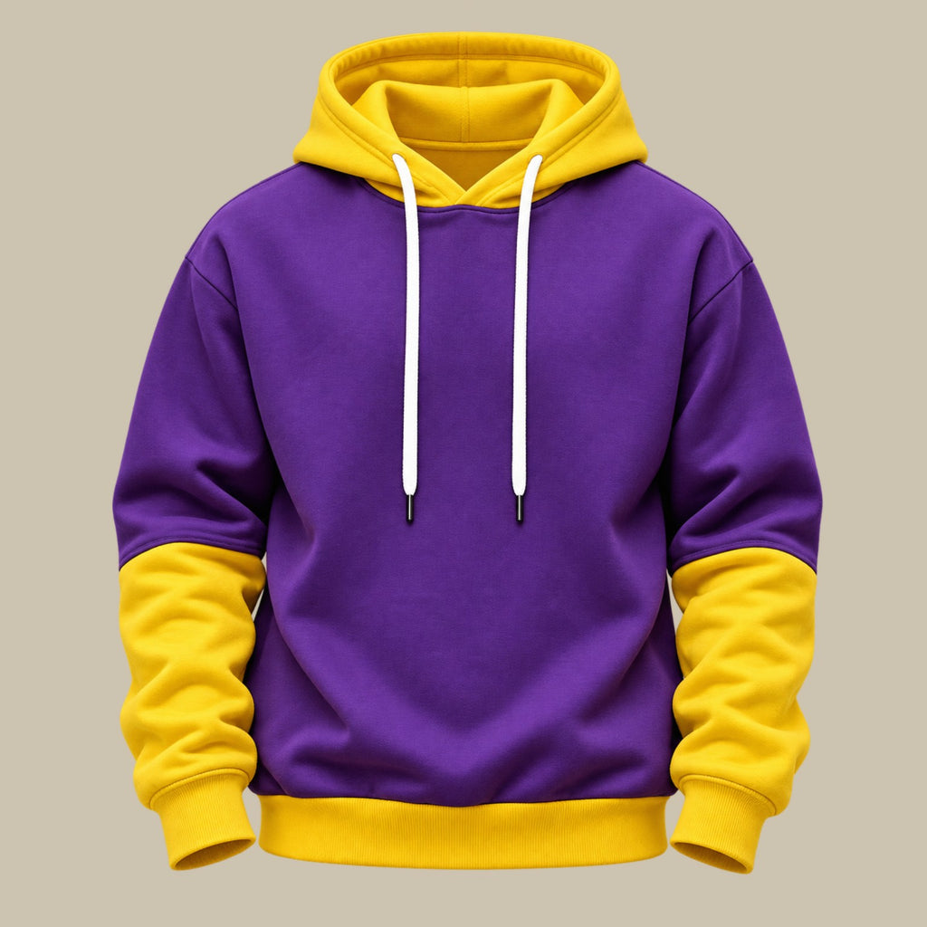 Hoodie Sport morado y amarillo vista frontal