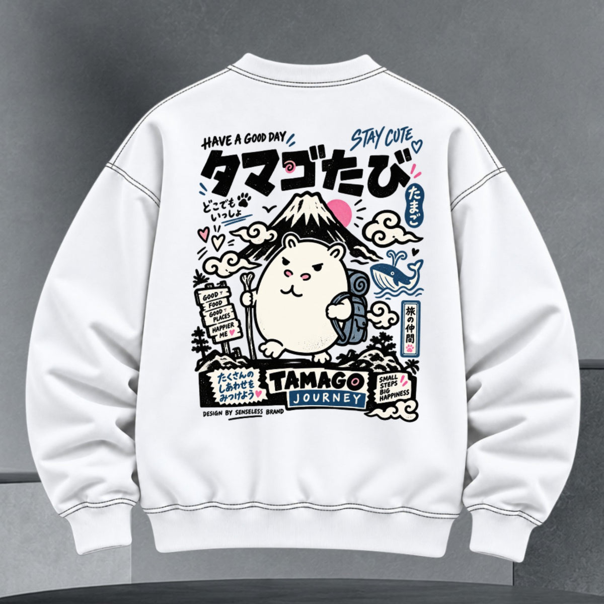 Buzo blanco JPN Tamago Journey - espalda