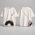 Camiseta oversize musical Vinyl Flow, frente y espalda
